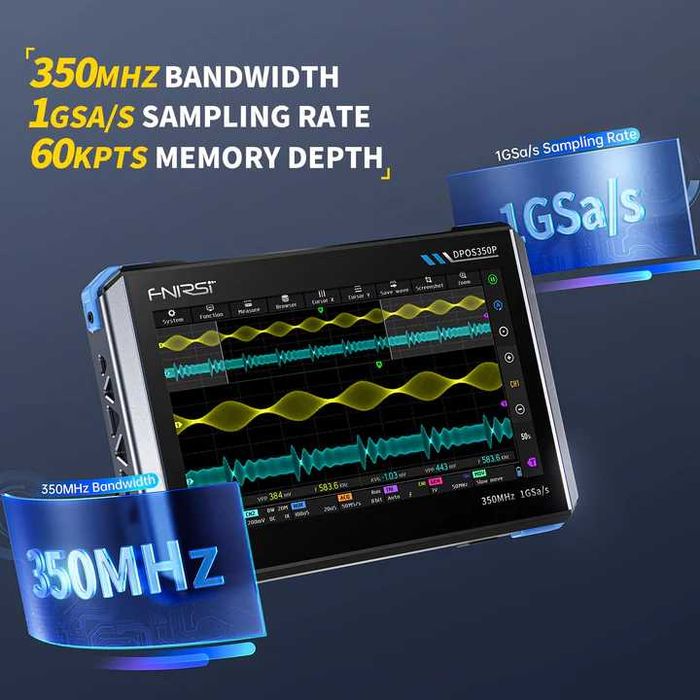 FNIRSI 350MHz 1GSPS Oсцилоскоп сигнал генератор, спектрален анализатор