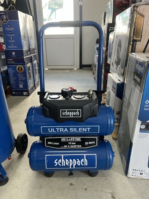 Супер тих Безмаслен Компресор 20л. Scheppach HC20Si-TWIN