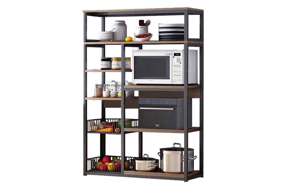 Кухненска етажерка Puzzle-home Leena, Метална рамка и MDF, 80x30x142см