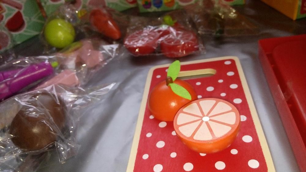 НАМАЛЕНИЯ ! Дървени Магнитни Плодове за рязане + инструменти КАЧЕСТВО