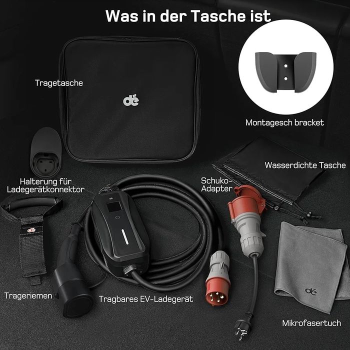 11kW 2-в-1 мобилна зарядна станция dé, Type 2, 10м, CEE 16A + шуко