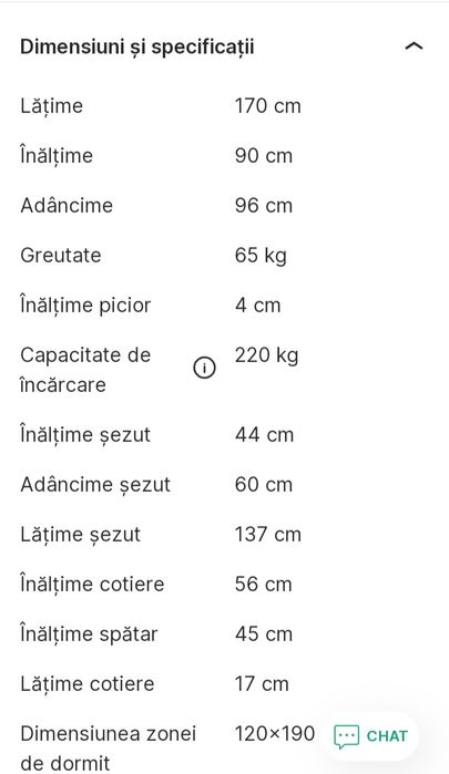 canapea cu pat si saltea