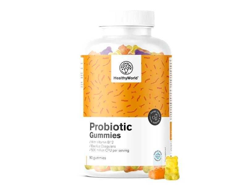 Bomboane gumate probiotice Bacillus coagulans, 90 buc, cu vitamina B12