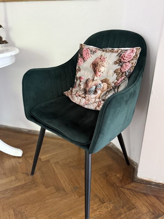 Scaun tapitat cu catifea, 63x60x85 cm, verde