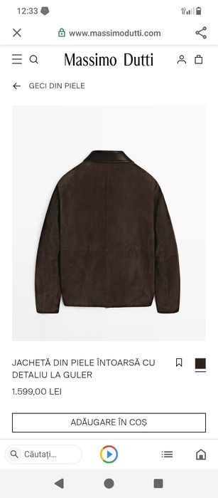 Geacă din Piele întoarsă Massimo Dutti