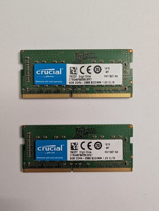 16GB RAM Laptop Crucial Micron 2x8GB DDR4 2666MHz SODIMM