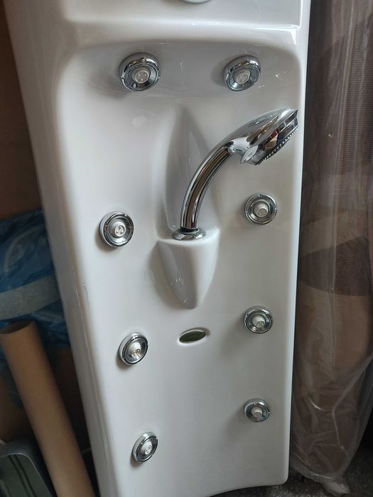 Panel de duș, cu hidromasaj, alb