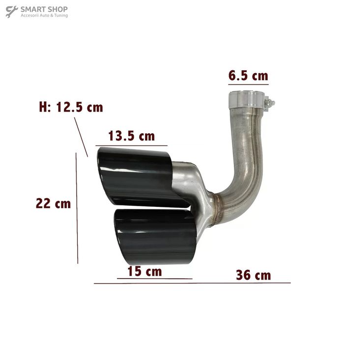 Ornamente Evacuare compatibil cu Porsche Cayenne 9Y0 SUV 3.0 (2018-up) Negru