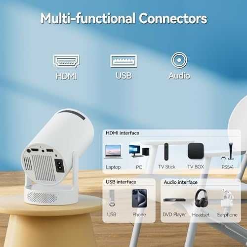 Нов Преносим мини проектор 1080P поддръжка на 4K, WiFi6, Bluetooth 5.0