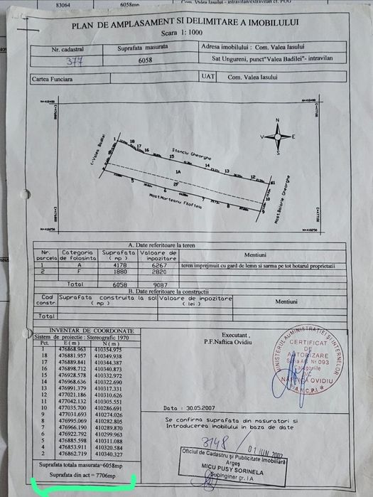 Vând teren in Valea Iașului