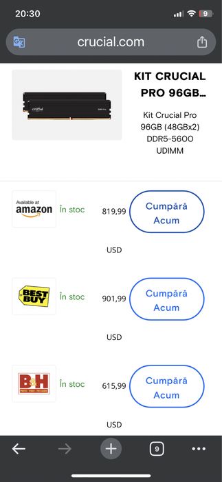 Kit placute RAM Crucial DDR5 PRO (2x48GB)