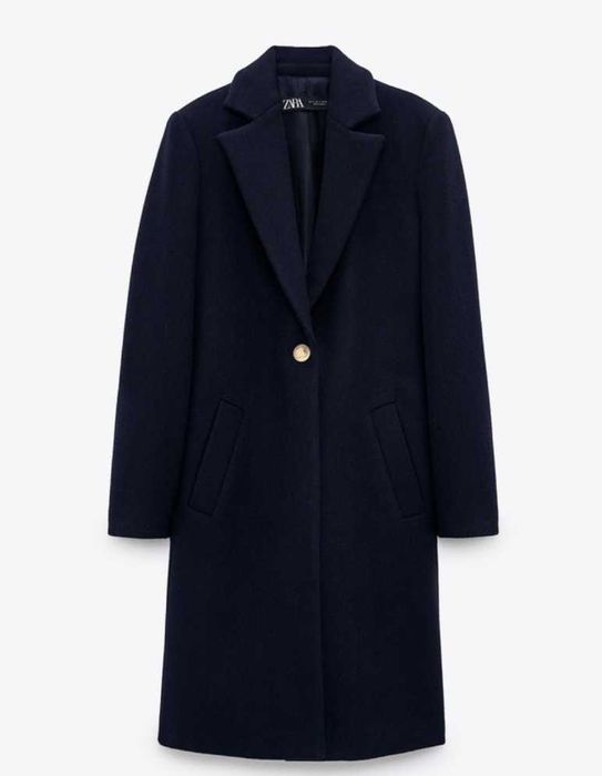 Пальто Зара оригинал темно синего цвет С размер