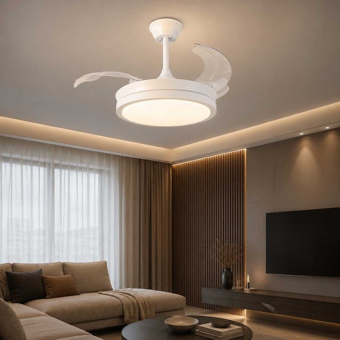 Таванен вентилатор с Led осветление M mimotec Thor LM8821 Вентилатор за таван Полилей Прибиращи се перки