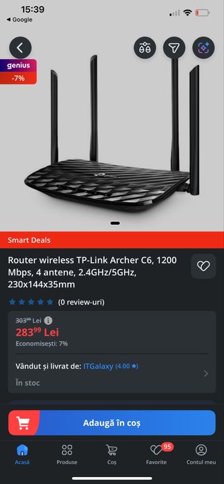 Router Wireless TP-Link AC1200 Archer C6 Gigabit