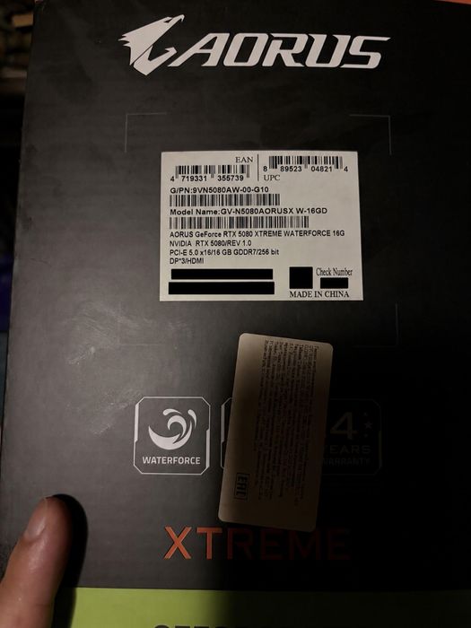Видеокарта Aorus RTX 5080 Xtreame waterforce 16G