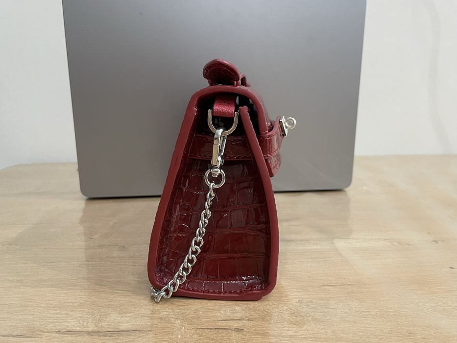 Сумка Hermès Kelly, красная, кроко лак