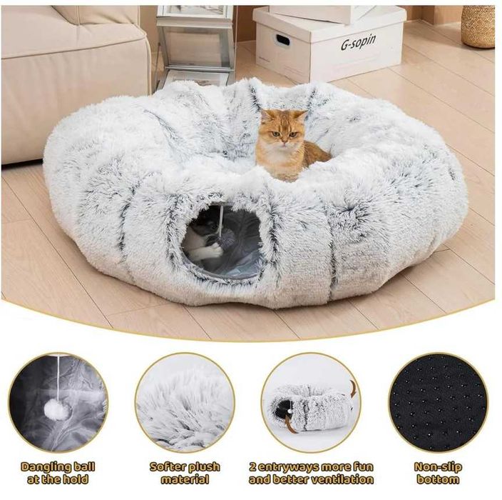 Топло легло и Тунел за котки 2 в 1 * Игра и уют * Къща Хралупа