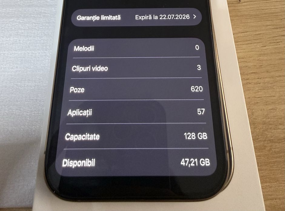 Iphone 16 Pro, Desert Titanium, 128 GB, baterie 100%, GARANȚIE!