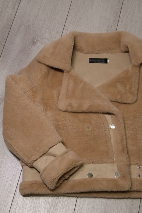 плюшено палто от овча кожа
