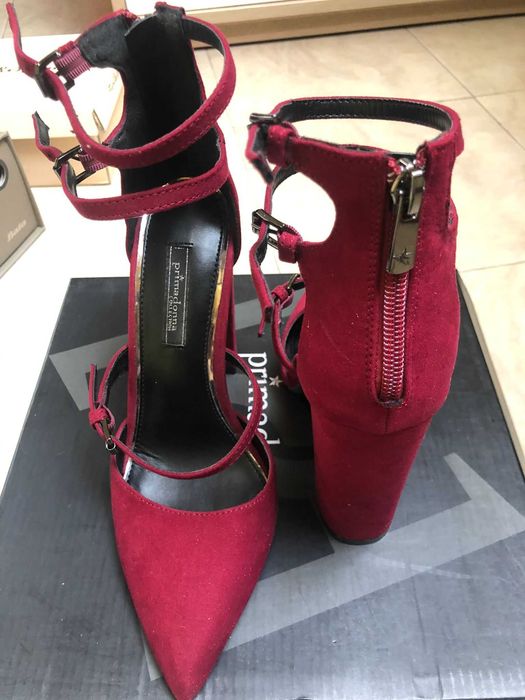 Нови маркови токове "Primadonna". Велурени, бордо, 37 н. 10 см ток