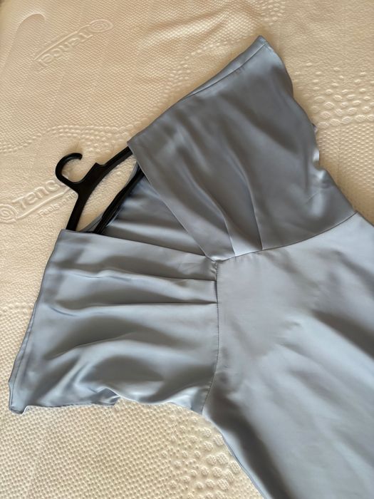 Синя сатенена рокля ZARA