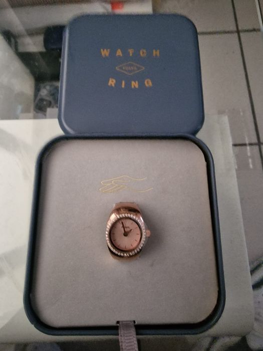 Ceas Dama fossil inel rosu gold nou