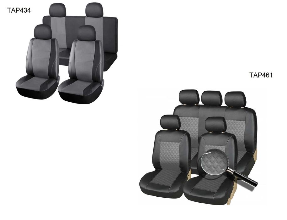 Пълен Комплект Калъфи Тапицерия За Автомобил Седалки Еко Кожа Сиво