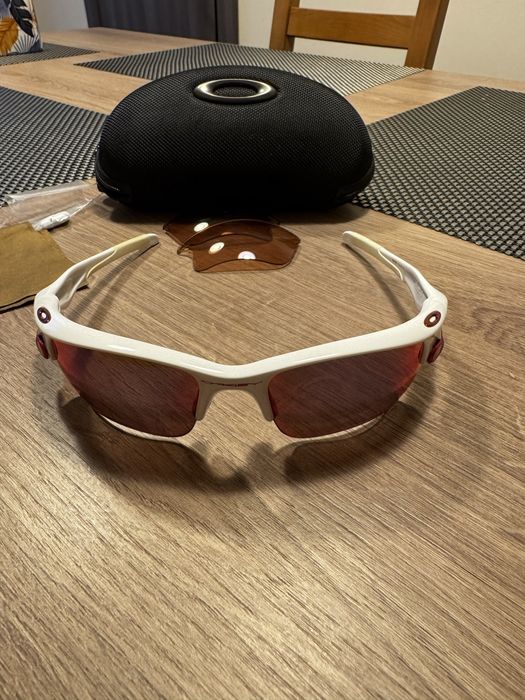 Oakley Fast Jacket Polarized Sunglasses Oo9097-3072 White/oo Red