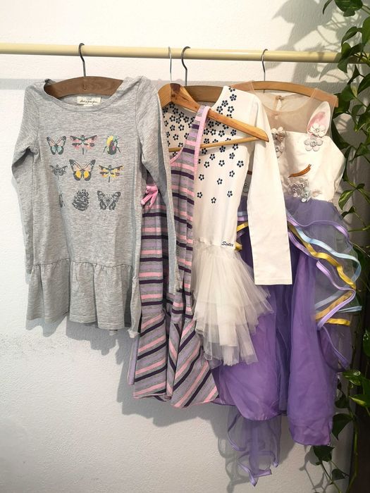 20 евро = 40бр Огромен лот детски дрехи Рр 6-8г 116-128см рокля пола дънки клин блуза обувки