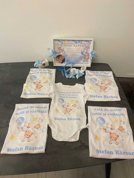 Set tavita de mot si  Tricouri personalizate, ursulet cu balonase