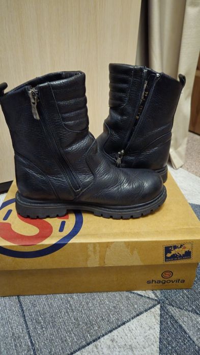 Сапоги зимние кожаные