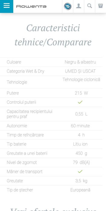 Aspirator Rowenta Nou 2 in 1 fara fir