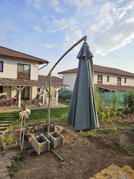 Umbrela profesionala de soare pentru terasa / gradina + Greutati metalice