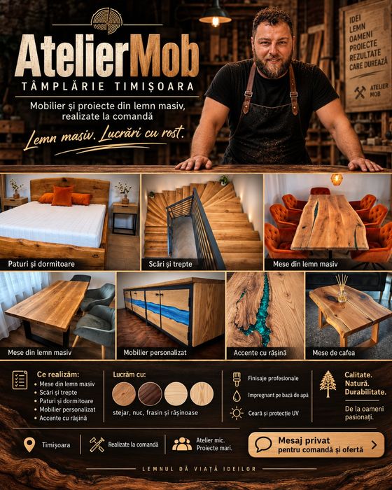 Taplarie in lemn masiv timisoara AtelierMob