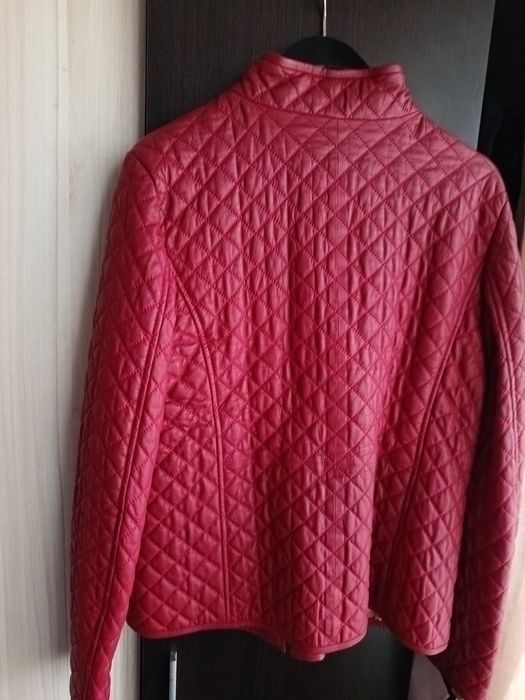 Червено кожено дамско яке естествена кожа