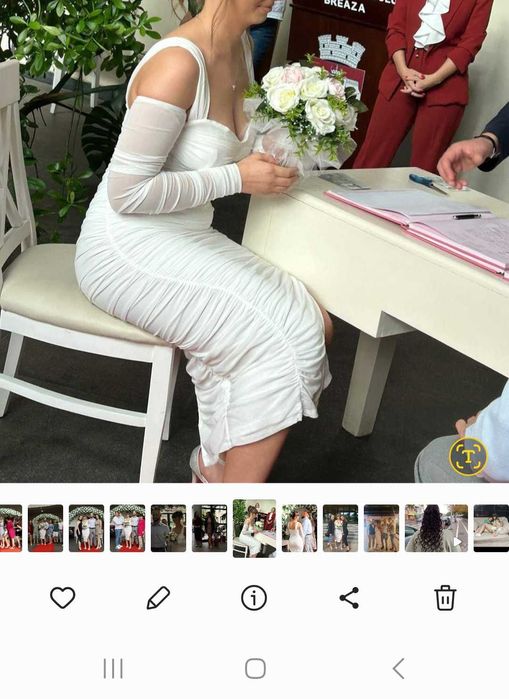 Rochie cununie + buchet flori artificial