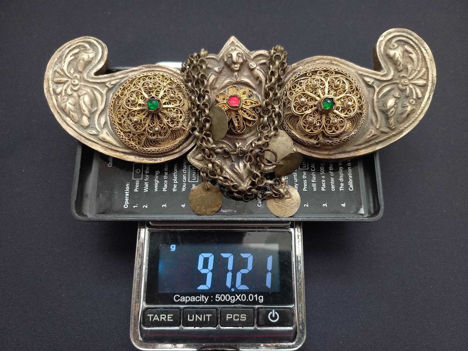 Възрожденски  Македонски пафти сребърни ковани филигран позлата носия