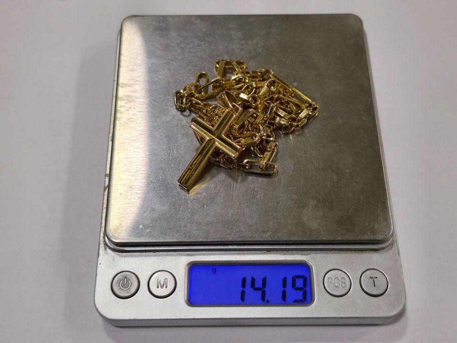 Златен синджир с кръст 14К / 18К – отлично състояние  / 14,19 гр.