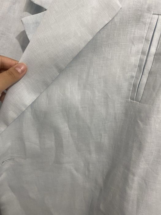 Голубой пиджак лён