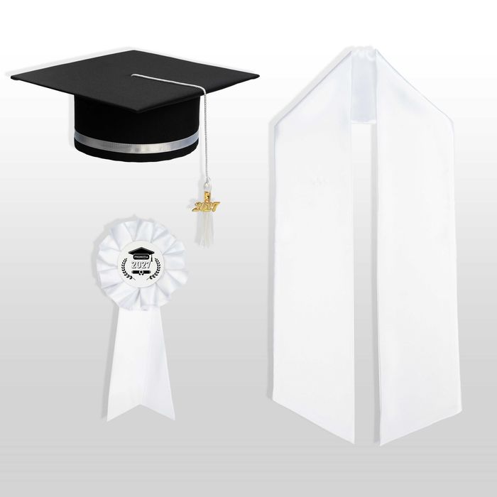 Toca, Esarfa si Cocarda, Set Nepersonalizat, Alb, Liceu, Facultate