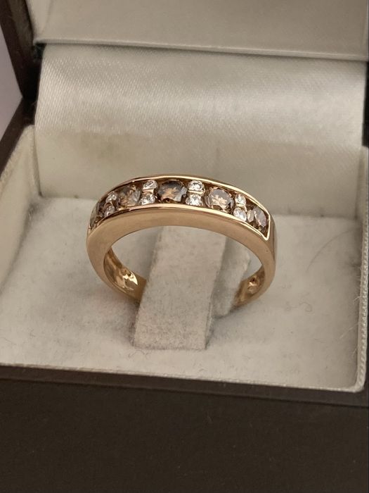Inel aur rose 18kt.cu diamante fancy