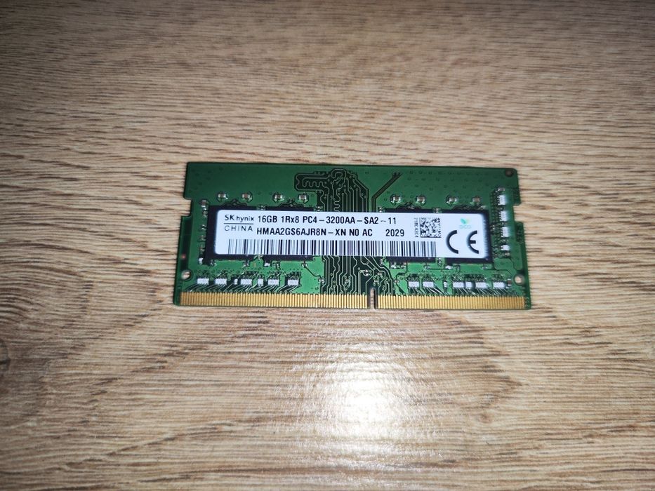 Memorie ram Laptop SK Hynix 16GB, DDR4, 1Rx8, PC4-3200AA, 3200Mhz, HMAA2GS6AJR8N-XN, PC4-25600, CL22, 1.2V, Non-ECC, sodimm, 260 pini