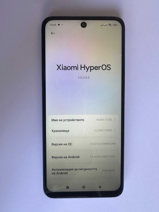 КАТО НОВ !!! Xiaomi Redmi 12 5G - 128GB - ЧЕРЕН - Две СИМ карти - Отключен