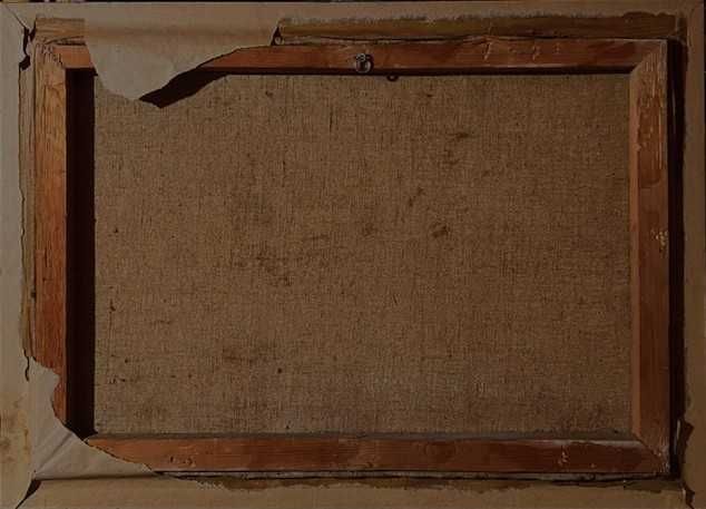 Tablou foarte VECHI, ulei pe panza, semnat stanga jos, 60x40cm+latimea ramei. Rama lemn masiv