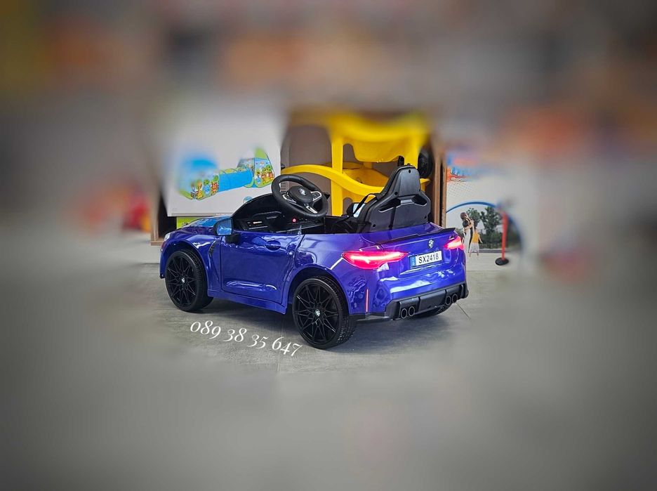 ТОП ЦЕНА!НОВО!Акумулаторна кола BMW M4 с 12V,EVA гуми,кожена седалка