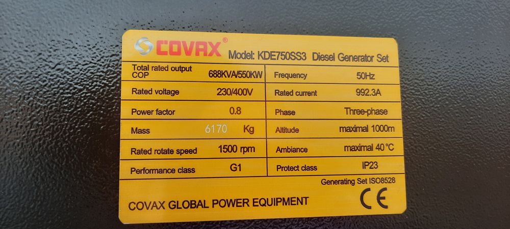 Генератор 688 кВа 550 кВт