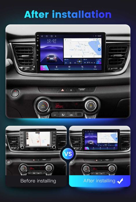 Navigatie Android 14 Kia Rio IV 2017 -2024 1/8 Gb Waze CarPlay +CAMERA