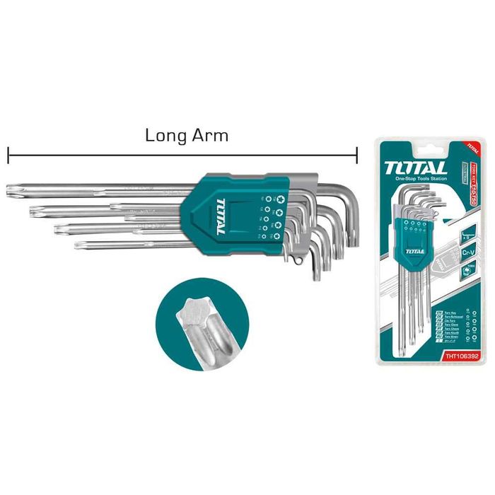 Комплект Г-образни ключове TOTAL Industrial, TX 10 - 50, 9 части