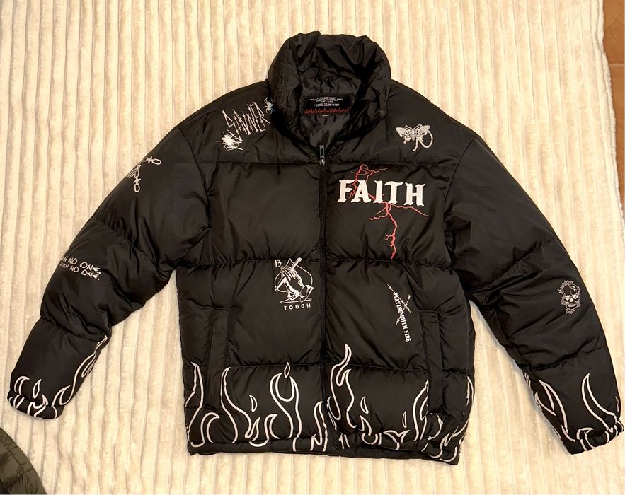 Черно мъжко яке Cropp/Мъжко ватирано яке с щампи