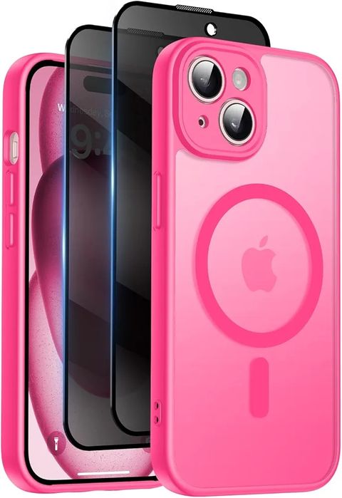 Магнитен калъф със стъклен протектор Anti-Spy за Iphone 17